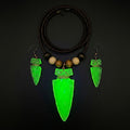 Uranium Glass Necklace & Earrings