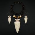 Milk Glass Arrowhead Necklace & Earrings