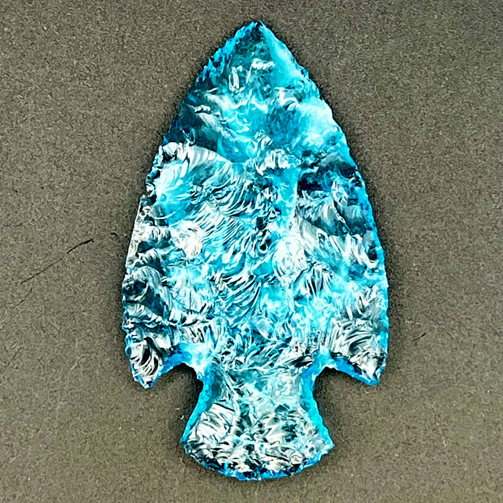 Blue Glow Powder Glass Arrowhead