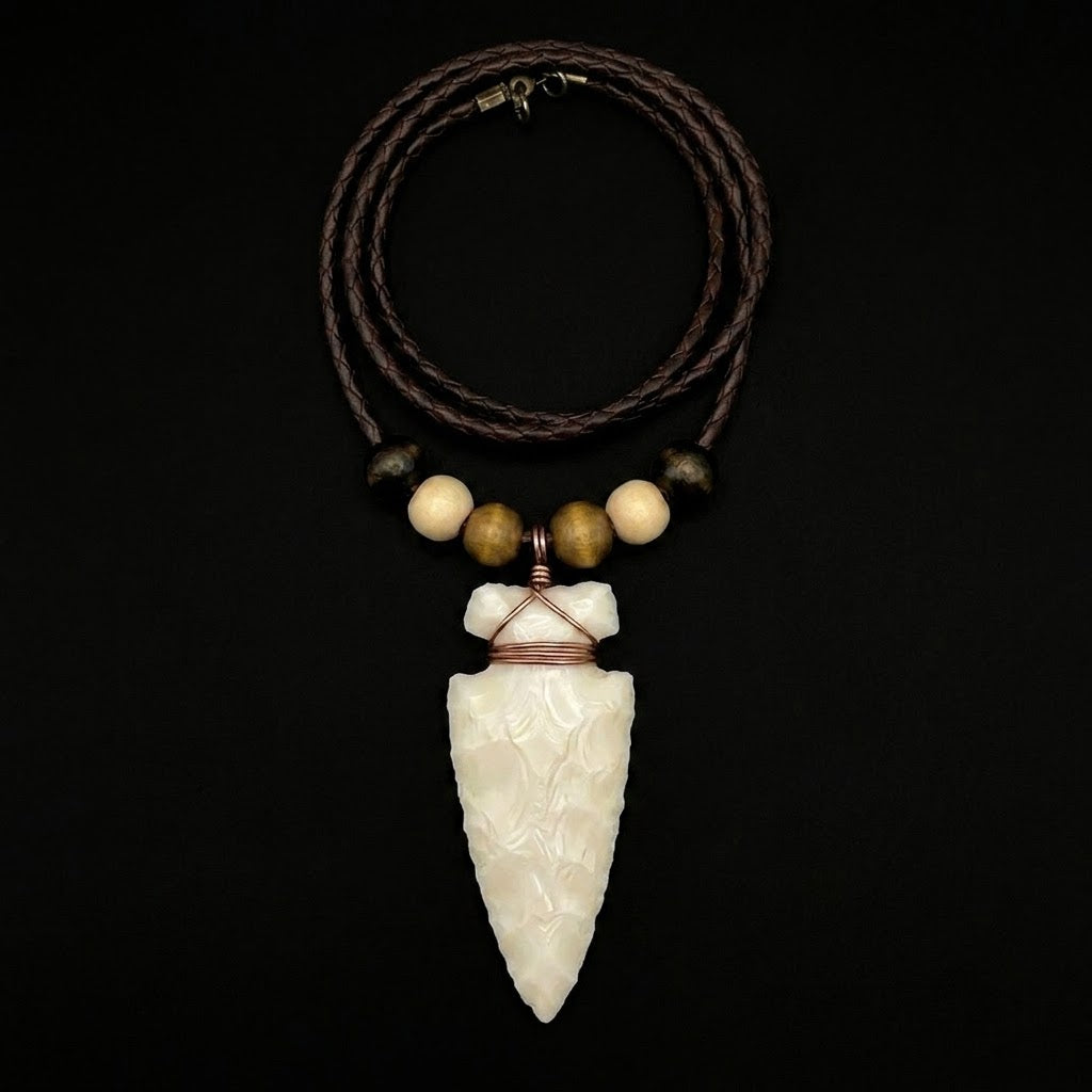 Milk Glass Arrowhead Necklace