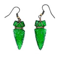 Green Glass Arrowhead Earrings