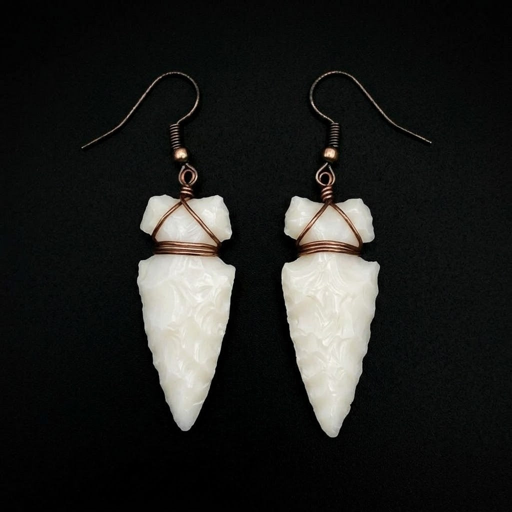 Milk Glass arrowhead Earrings