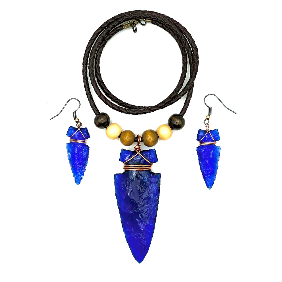 Glass Arrowhead Necklace & Earrings